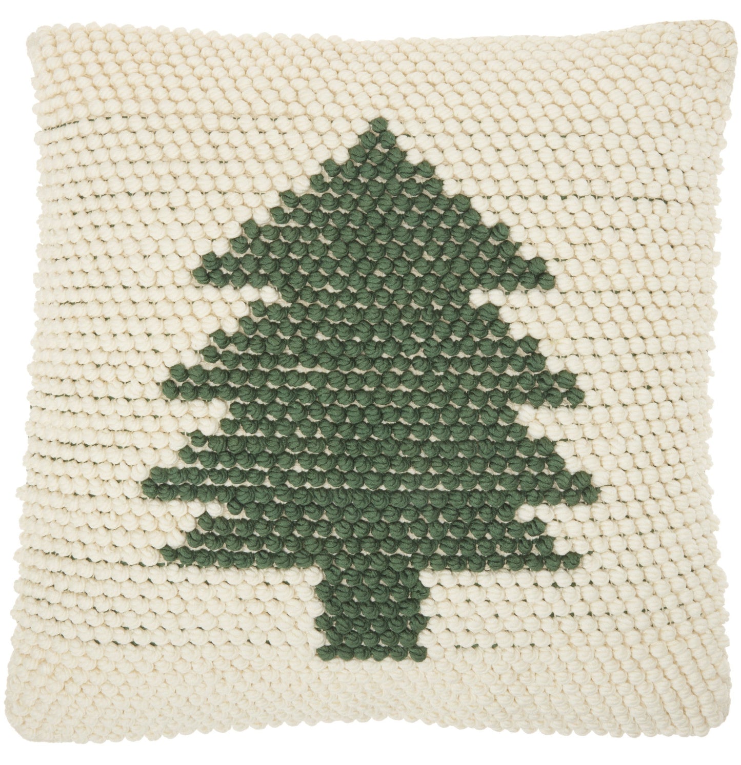 20" X 20" Green And Ivory Christmas Tree Textural Throw Pillow FurniFindUSA