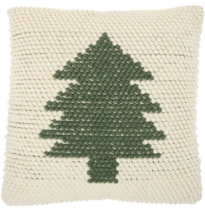 20" X 20" Green And Ivory Christmas Tree Textural Throw Pillow FurniFindUSA