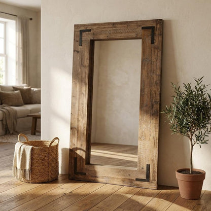 75" Brown Wood Framed Leaning Accent Mirror HomeRoots