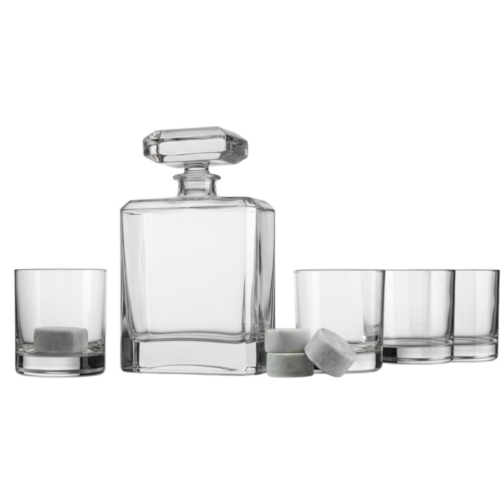Set of Four Clear Crystal Straight Shape Stemless Decanter — view 1