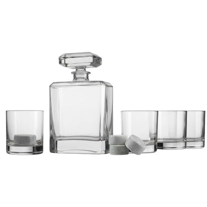 Set of Four Clear Crystal Straight Shape Stemless Decanter