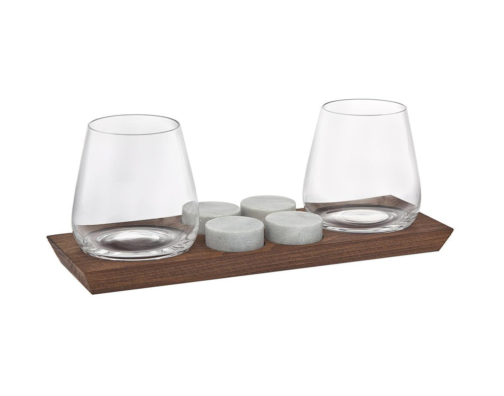 Set of Two Clear Crystal Balloon Bowl Stemless Decanter — view 1
