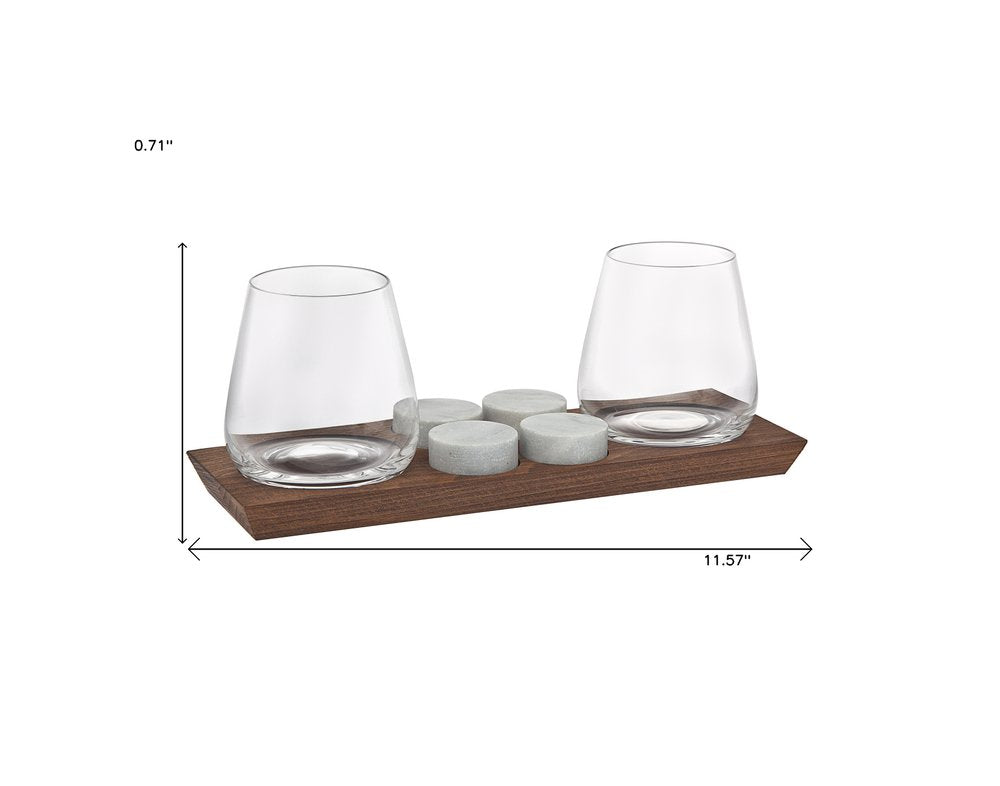 Set of Two Clear Crystal Balloon Bowl Stemless Decanter — view 2