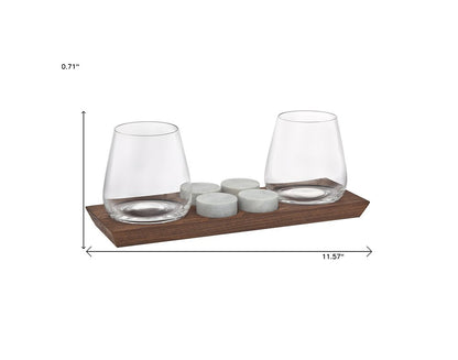 Set of Two Clear Crystal Balloon Bowl Stemless Decanter