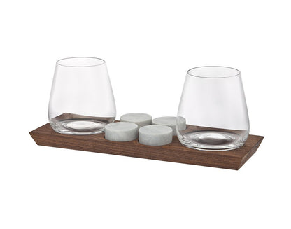 Set of Two Clear Crystal Balloon Bowl Stemless Decanter