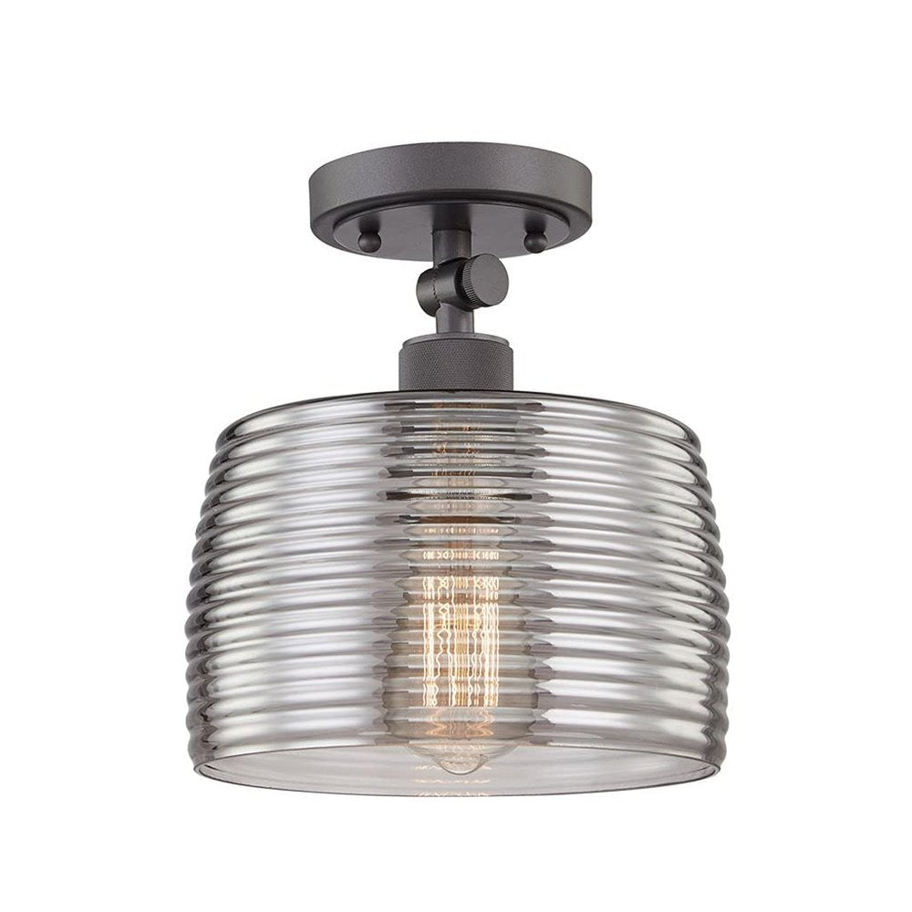 Black Shaded Metal Dimmable Flush Chandelier With Clear Shades — view 1