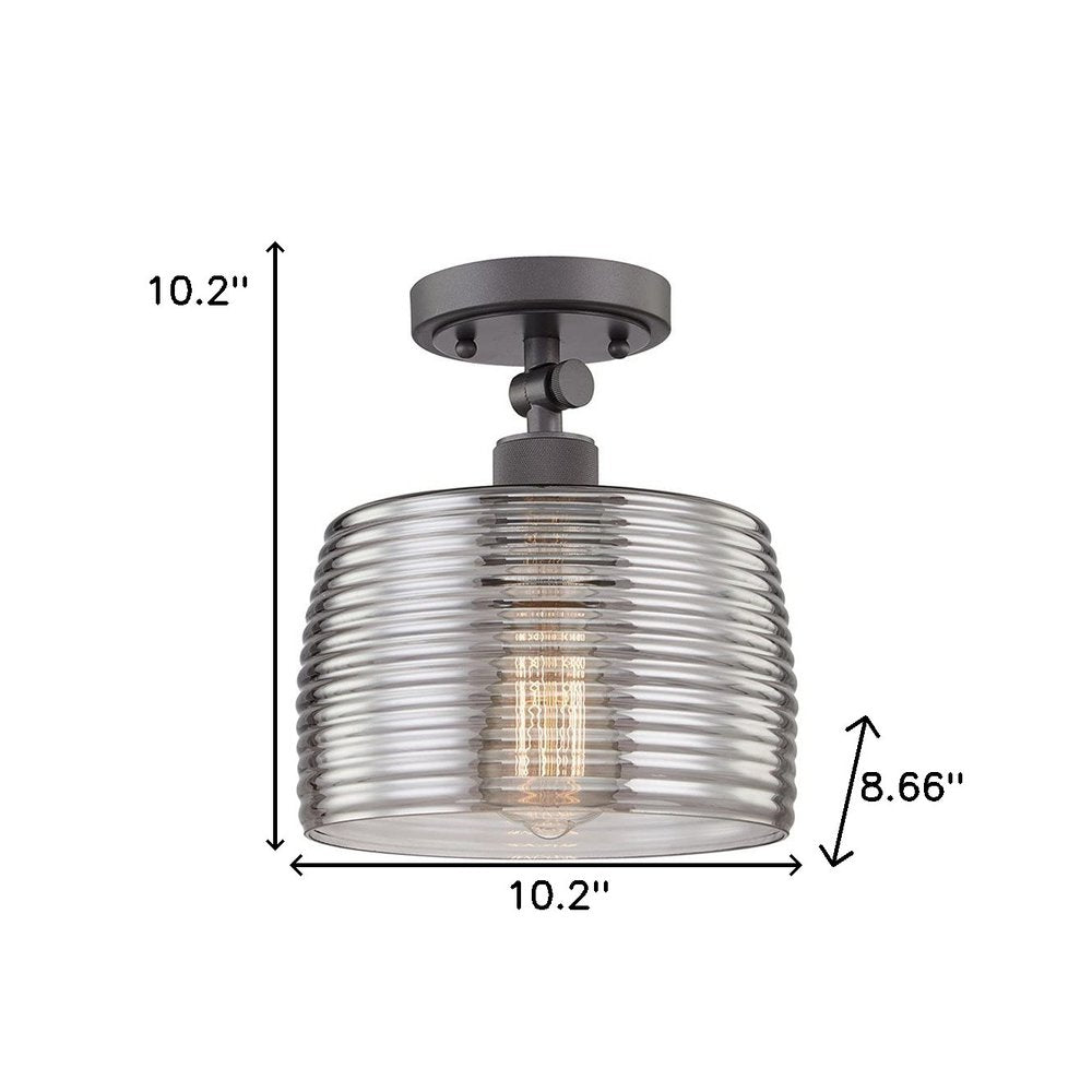 Black Shaded Metal Dimmable Flush Chandelier With Clear Shades — view 3