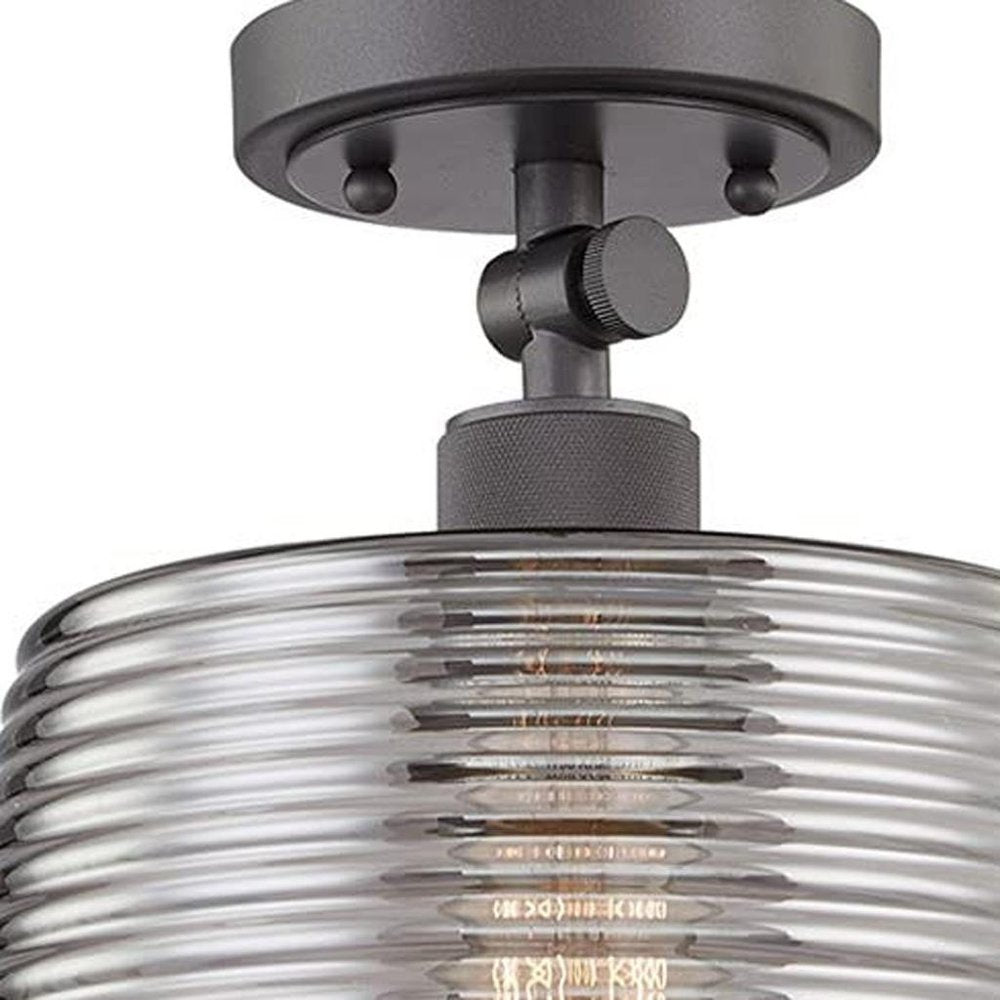 Black Shaded Metal Dimmable Flush Chandelier With Clear Shades — view 5