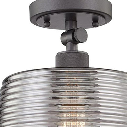 Black Shaded Metal Dimmable Flush Chandelier With Clear Shades