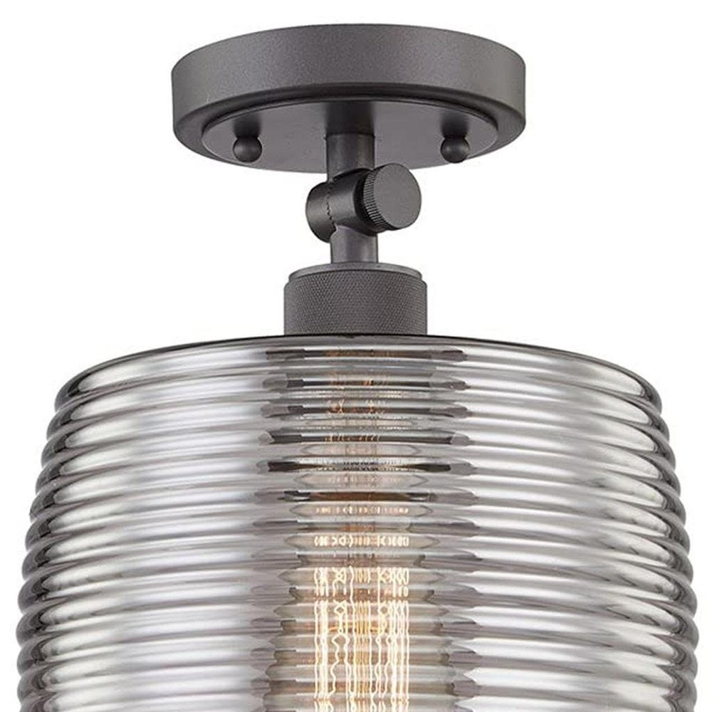 Black Shaded Metal Dimmable Flush Chandelier With Clear Shades — view 6