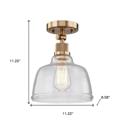 Gold Shaded Metal Dimmable Flush Chandelier With Clear Shades