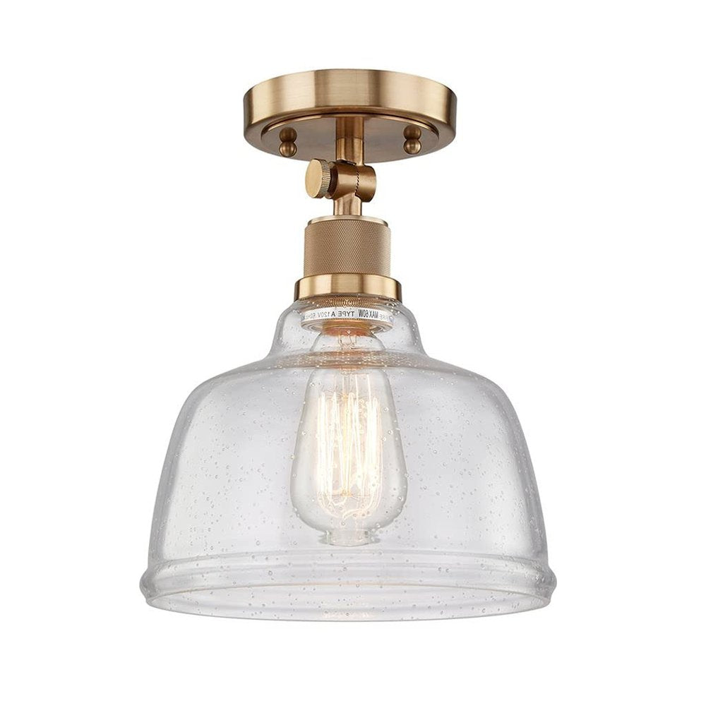 Gold Shaded Metal Dimmable Flush Chandelier With Clear Shades — view 2