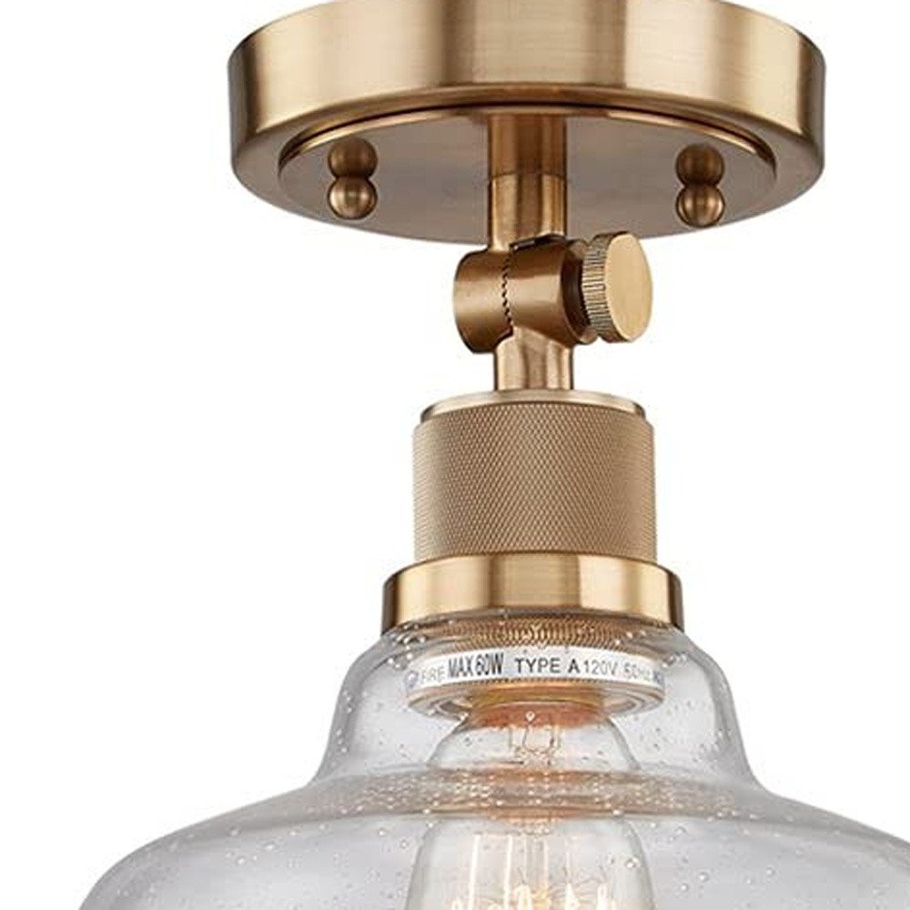 Gold Shaded Metal Dimmable Flush Chandelier With Clear Shades — view 3