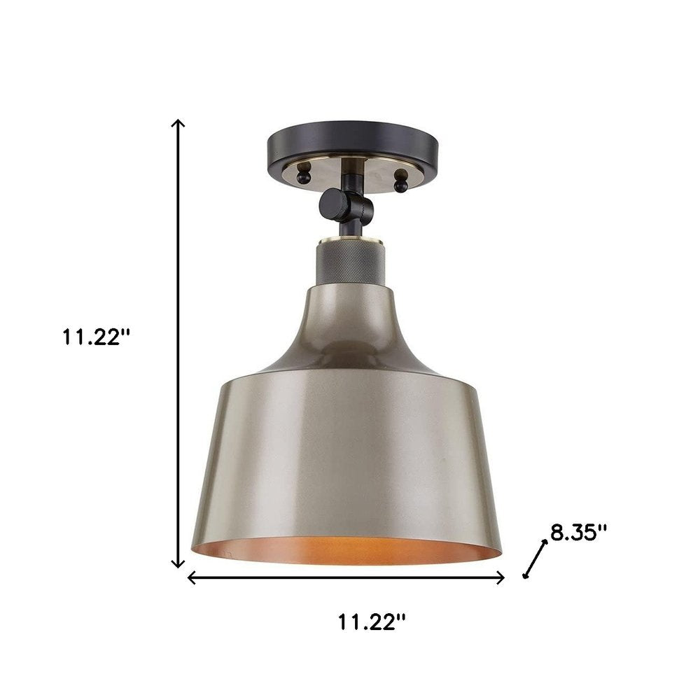 Gray Shaded Metal Dimmable Flush Chandelier With Gold Shades — view 4