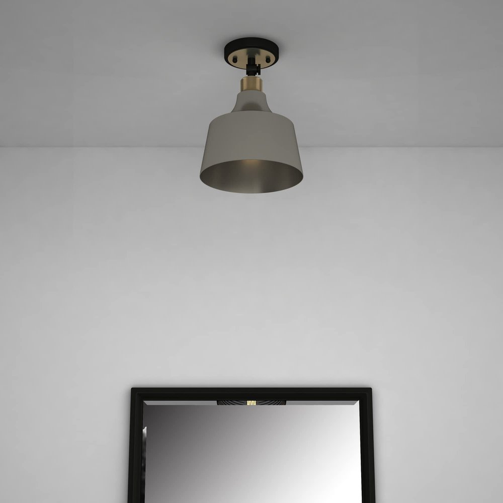Gray Shaded Metal Dimmable Flush Chandelier With Gold Shades — view 1