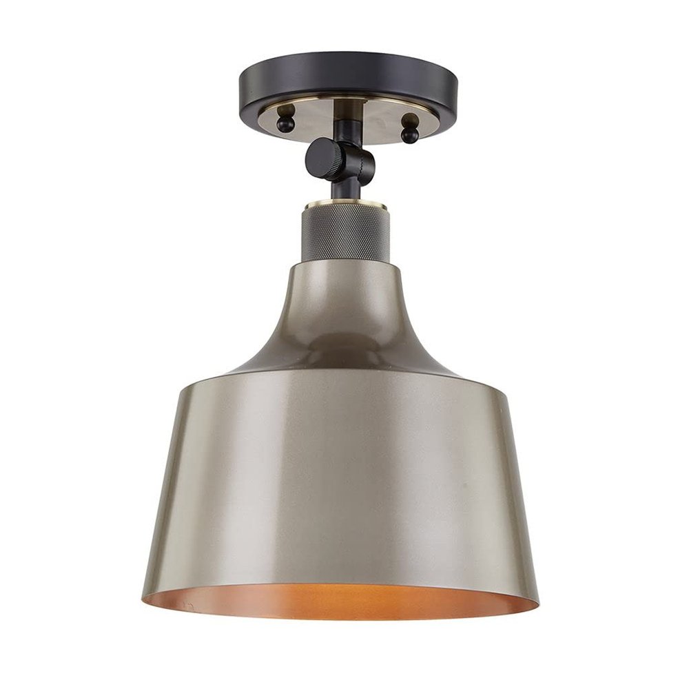 Gray Shaded Metal Dimmable Flush Chandelier With Gold Shades — view 2