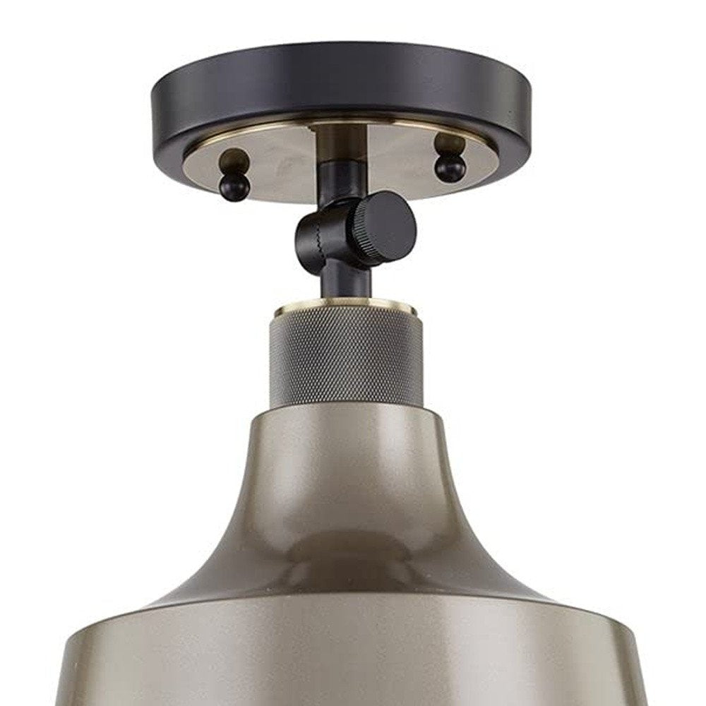 Gray Shaded Metal Dimmable Flush Chandelier With Gold Shades — view 3