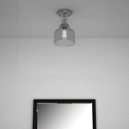 Nickel Shaded Metal Dimmable Flush Chandelier With Clear Shades