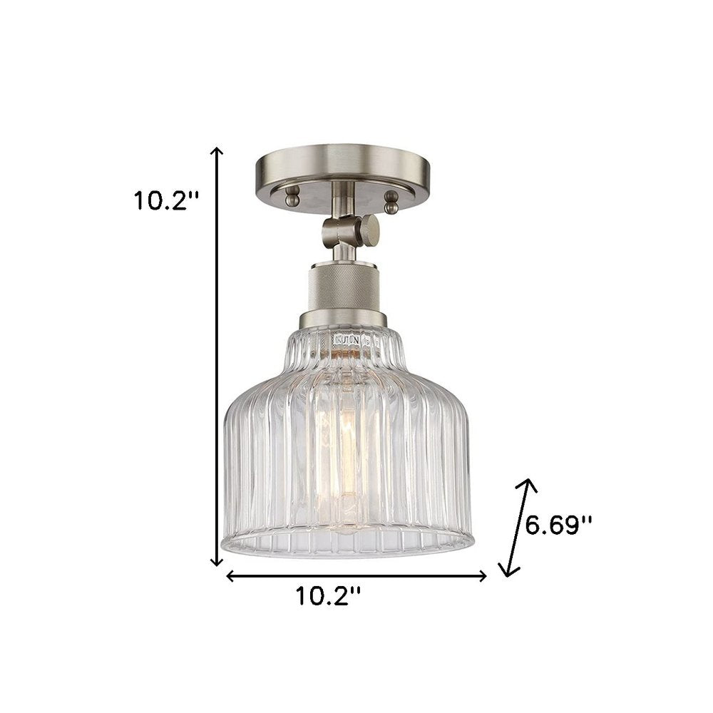 Nickel Shaded Metal Dimmable Flush Chandelier With Clear Shades — view 3