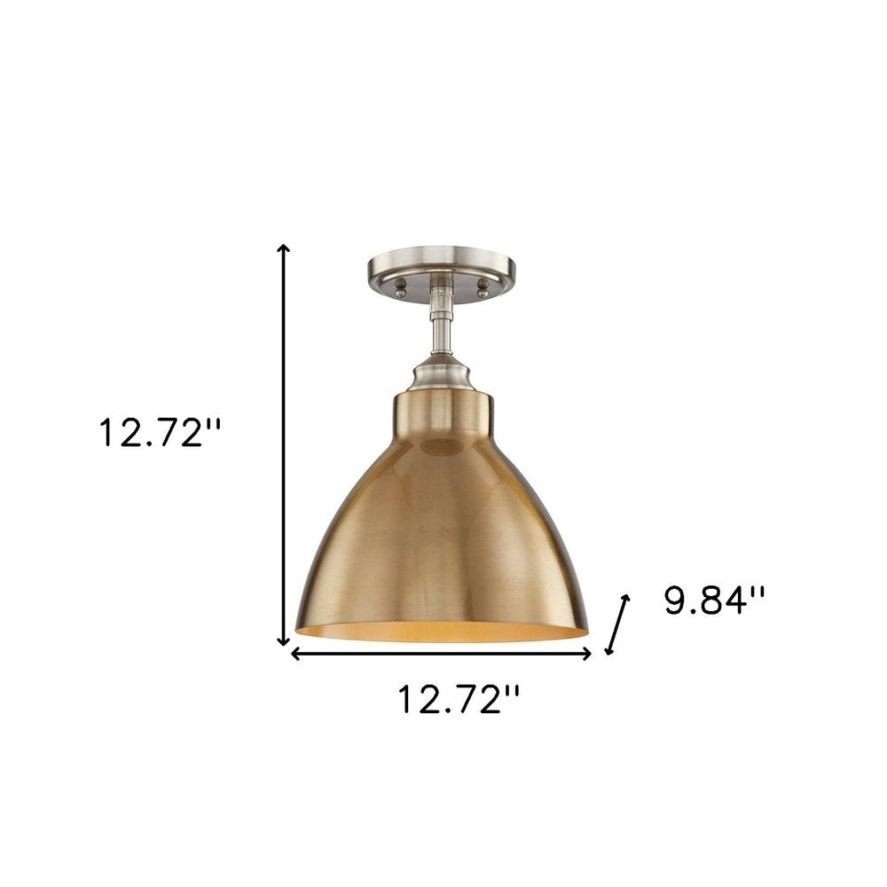 Nickel Shaded Metal Dimmable Flush Chandelier With Gold Shades — view 4