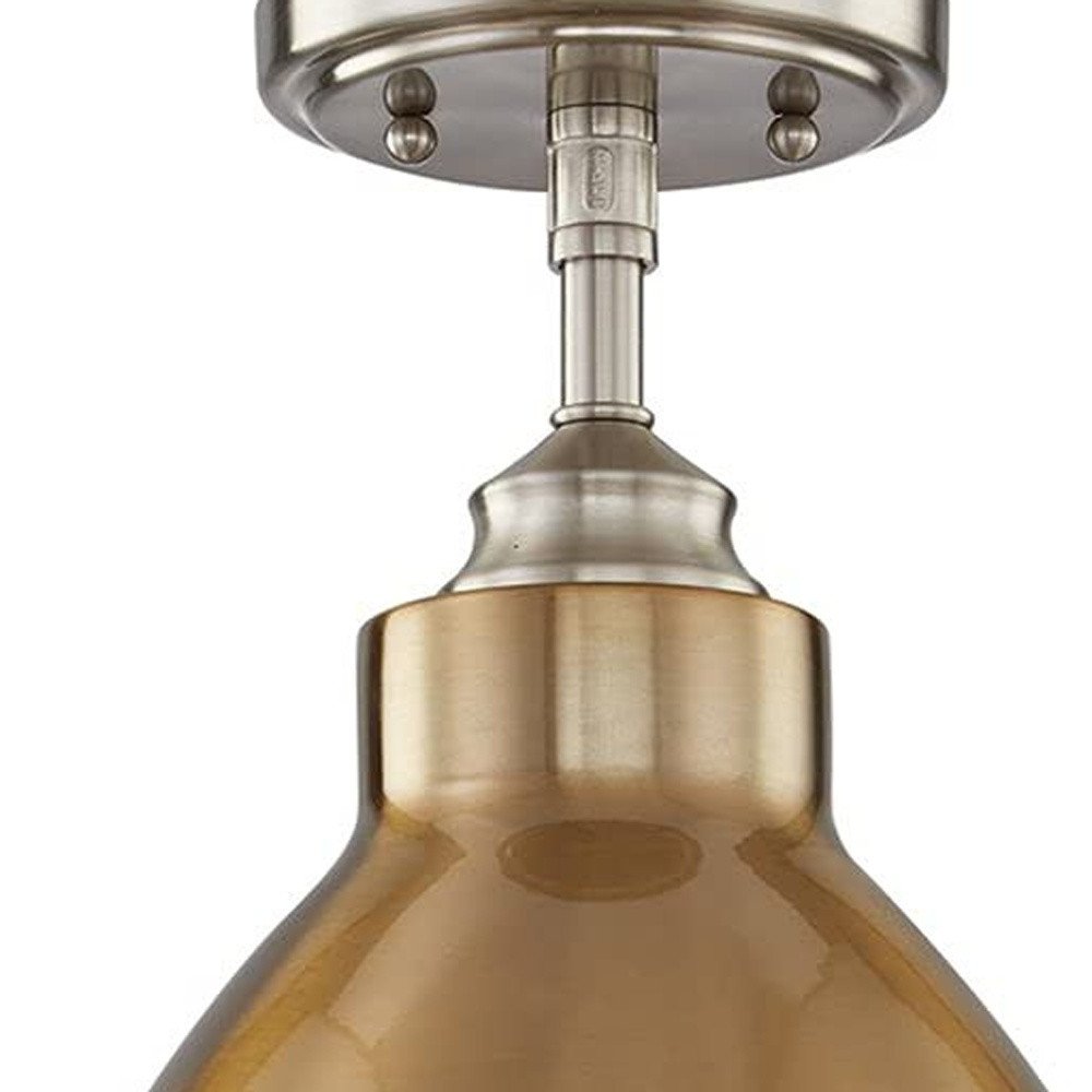 Nickel Shaded Metal Dimmable Flush Chandelier With Gold Shades — view 3