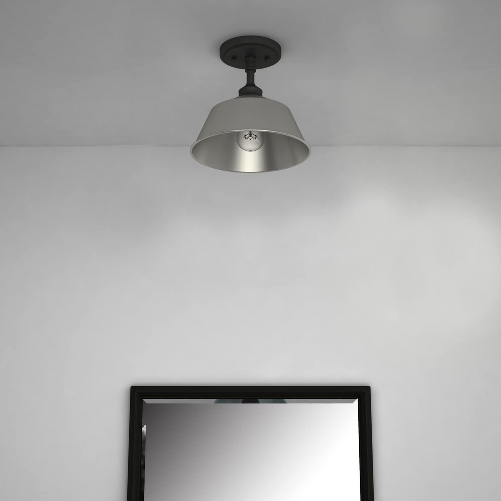 Gray Kitchen Island Metal Dimmable Flush Chandelier With Gray Shades — view 1