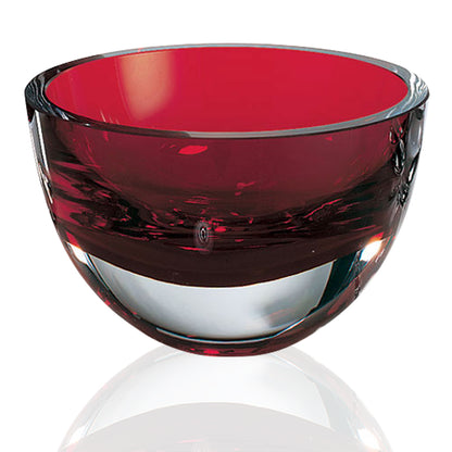 6" Red Mouth Blown Crystal Thick Walled Bowl