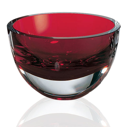 6" Red Mouth Blown Crystal Thick Walled Bowl HomeRoots