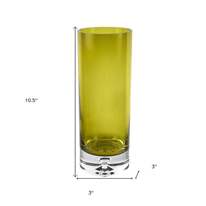 11" Green Crystal Glass Cylinder Table Vase HomeRoots