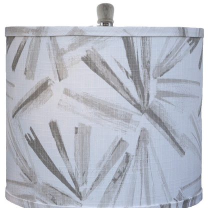 40" Rustic Washed Gray Table Lamp With White And Grey Abstract Drum Shade