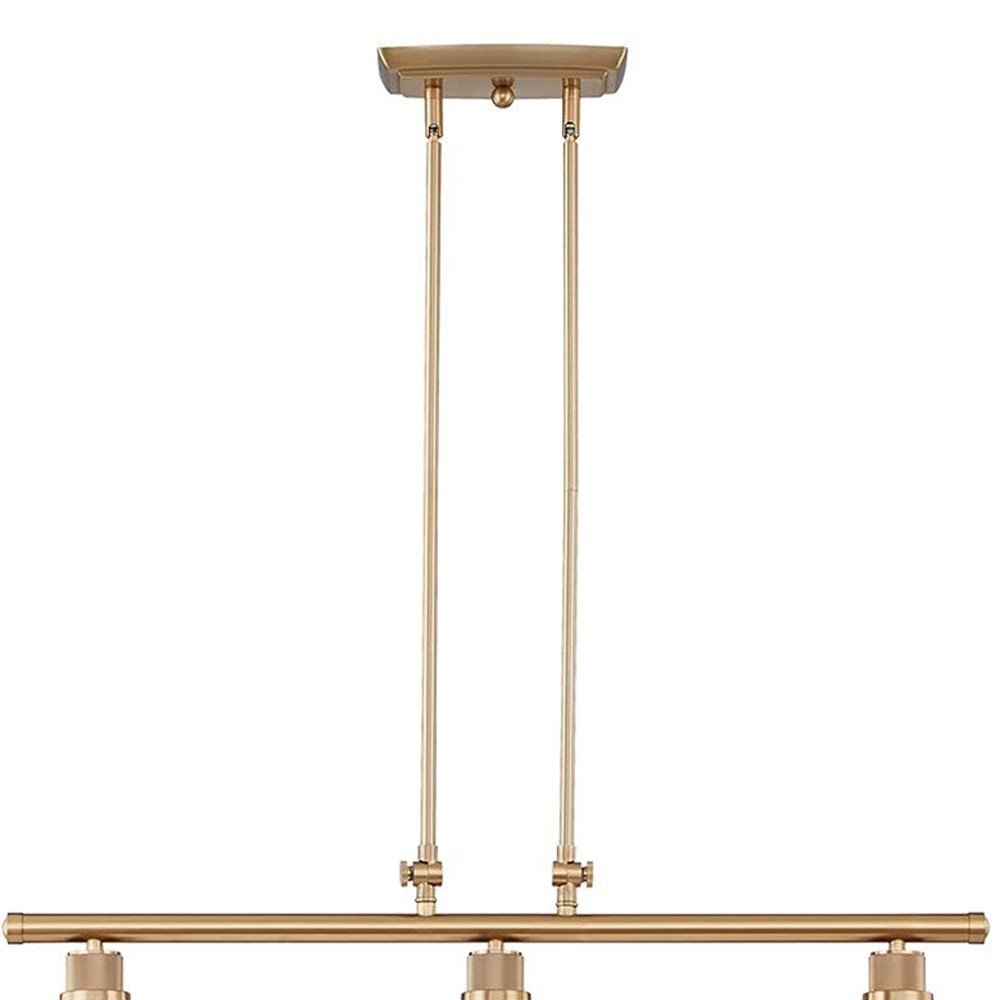 Gold Kitchen Island Three Light Metal and Seeded Glass Dimmable Chandelier With Clear Shades — view 3