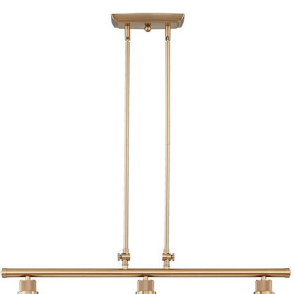 Gold Kitchen Island Three Light Metal and Seeded Glass Dimmable Chandelier With Clear Shades