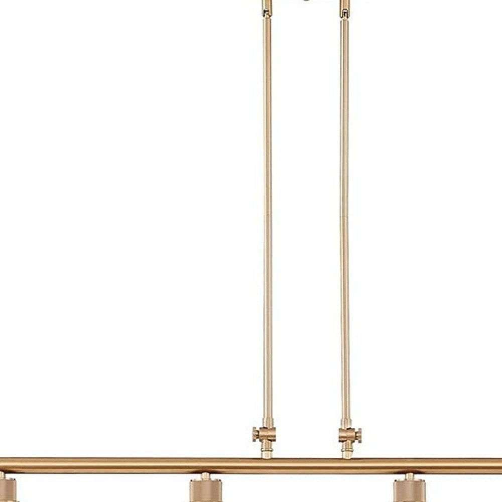 Gold Kitchen Island Four Light Metal and Seeded Glass Dimmable Chandelier With Clear Shades — view 3