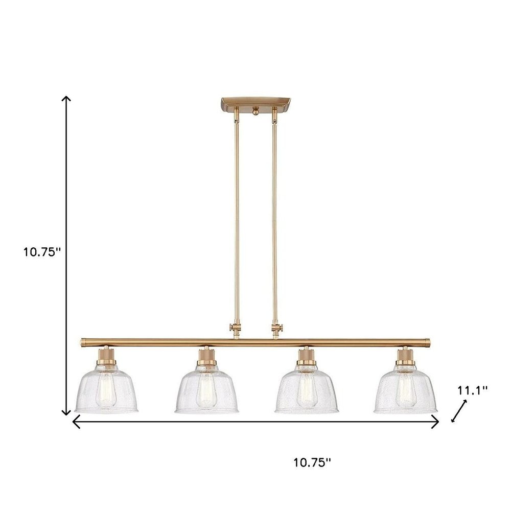 Gold Kitchen Island Four Light Metal and Seeded Glass Dimmable Chandelier With Clear Shades — view 4