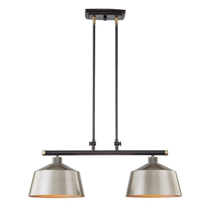 Black And Gray Kitchen Island Two Light Metal Dimmable Chandelier With Gray Shades