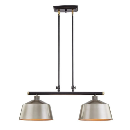 Black And Gray Kitchen Island Two Light Metal Dimmable Chandelier With Gray Shades
