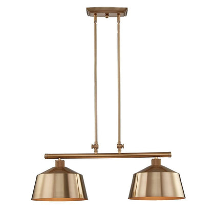 Gold Kitchen Island Two Light Metal Dimmable Chandelier With Gold Shades