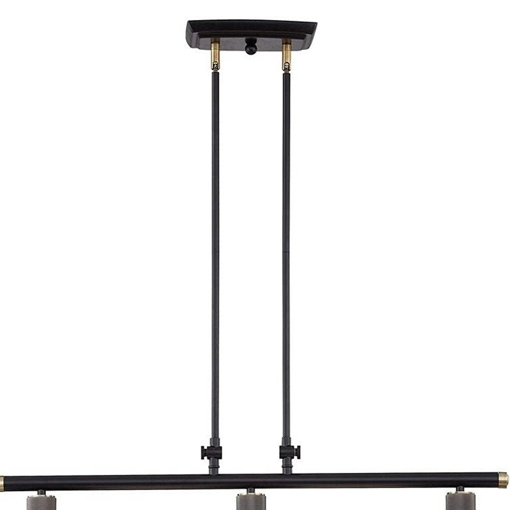 Black And Gray Kitchen Island Three Light Metal Dimmable Chandelier With Gray Shades — view 3