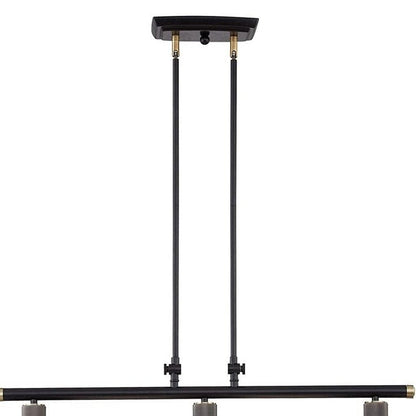 Black And Gray Kitchen Island Three Light Metal Dimmable Chandelier With Gray Shades