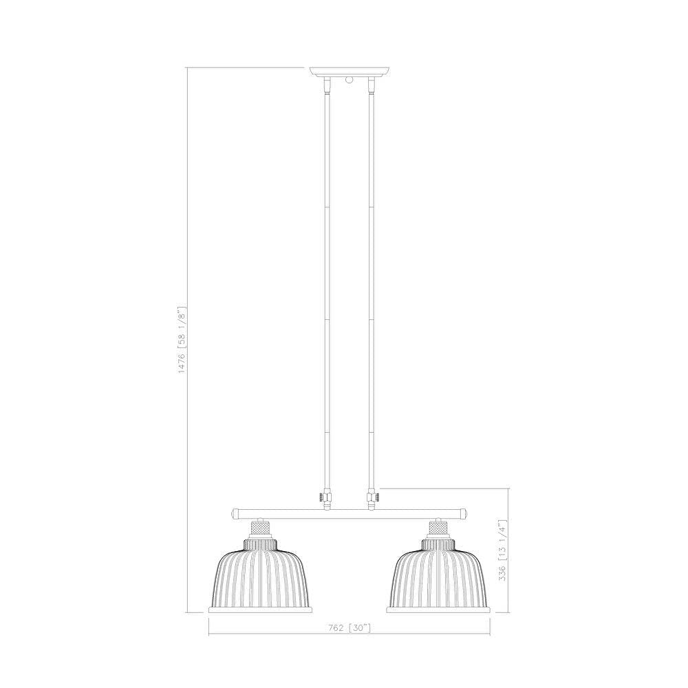 Nickel Kitchen Island Two Light Metal and Transparent Glass Dimmable Chandelier With Clear Shades — view 2