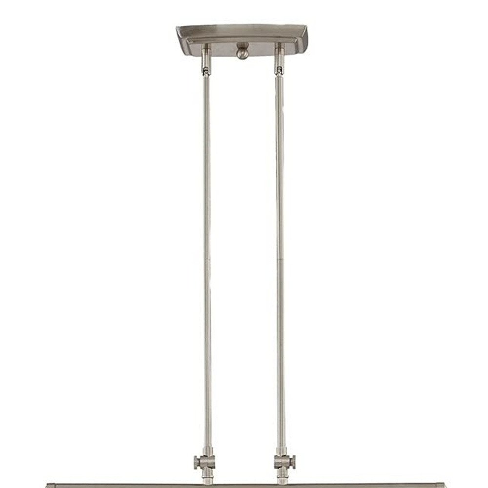 Nickel Kitchen Island Two Light Metal and Transparent Glass Dimmable Chandelier With Clear Shades — view 4