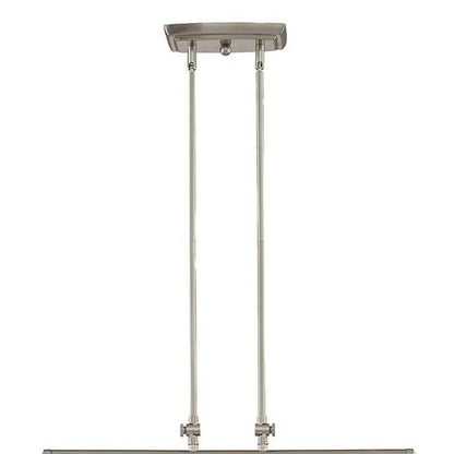Nickel Kitchen Island Two Light Metal and Transparent Glass Dimmable Chandelier With Clear Shades