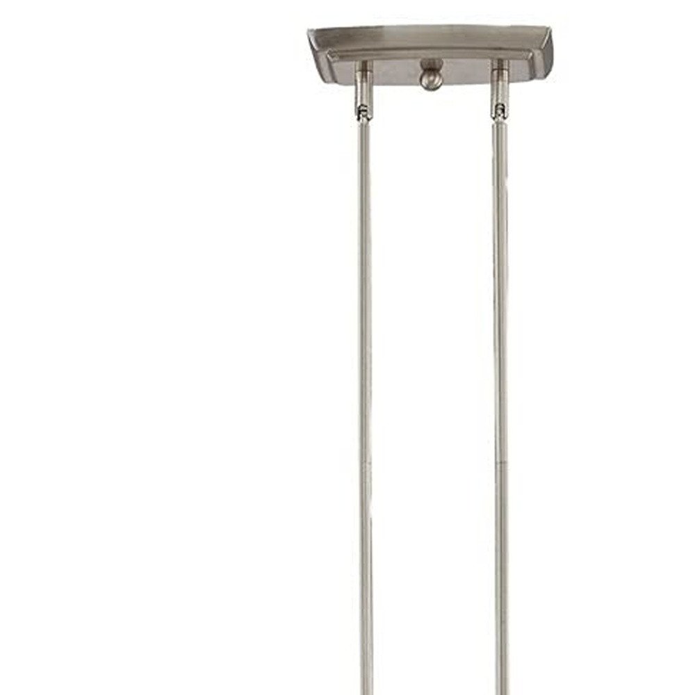 Nickel Kitchen Island Two Light Metal and Transparent Glass Dimmable Chandelier With Clear Shades — view 5