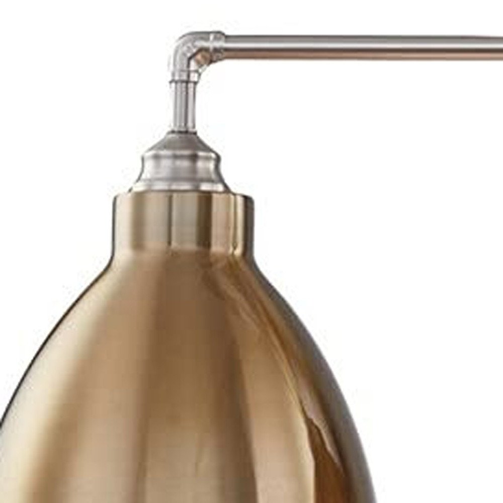 Gold And Silver Kitchen Island Three Light Metal Dimmable Chandelier With Gold Shades — view 5