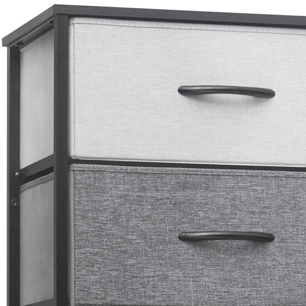 18" Gray and Black Steel and Fabric Six Drawer Chest HomeRoots