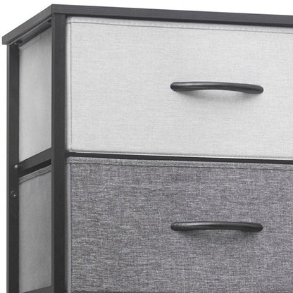 18" Gray and Black Steel and Fabric Six Drawer Chest HomeRoots