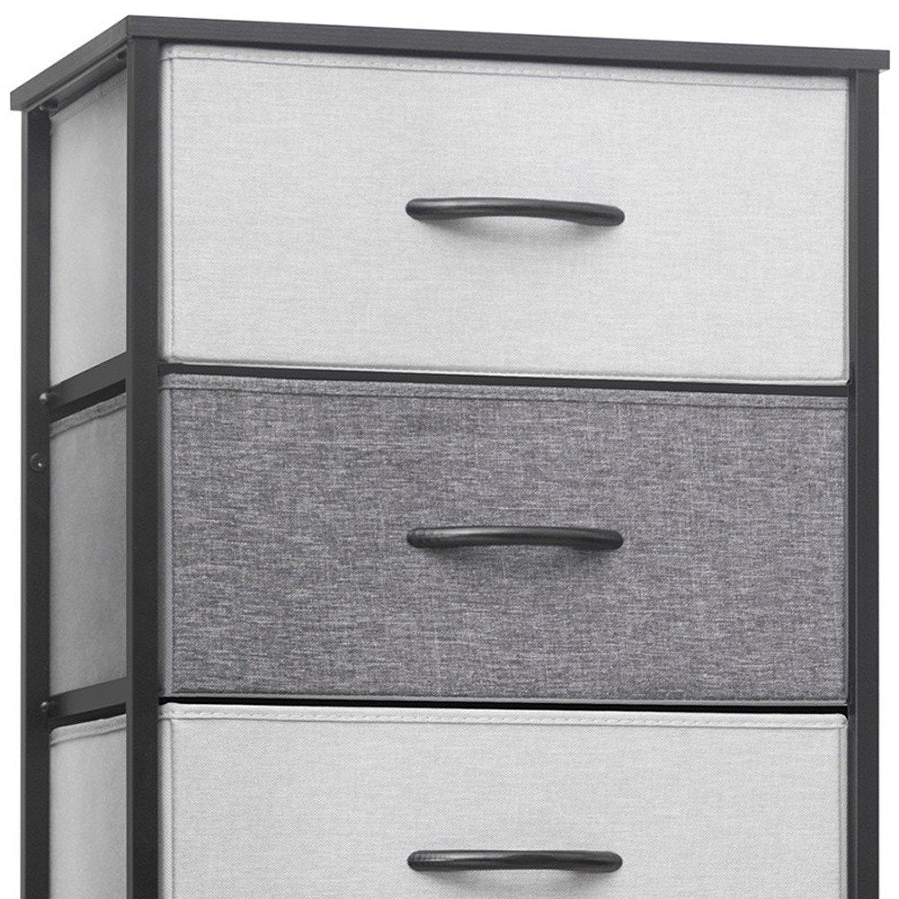 18" Gray and Black Steel and Fabric Six Drawer Chest HomeRoots