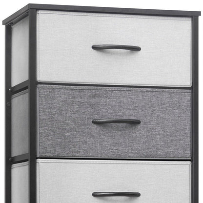 18" Gray and Black Steel and Fabric Six Drawer Chest HomeRoots