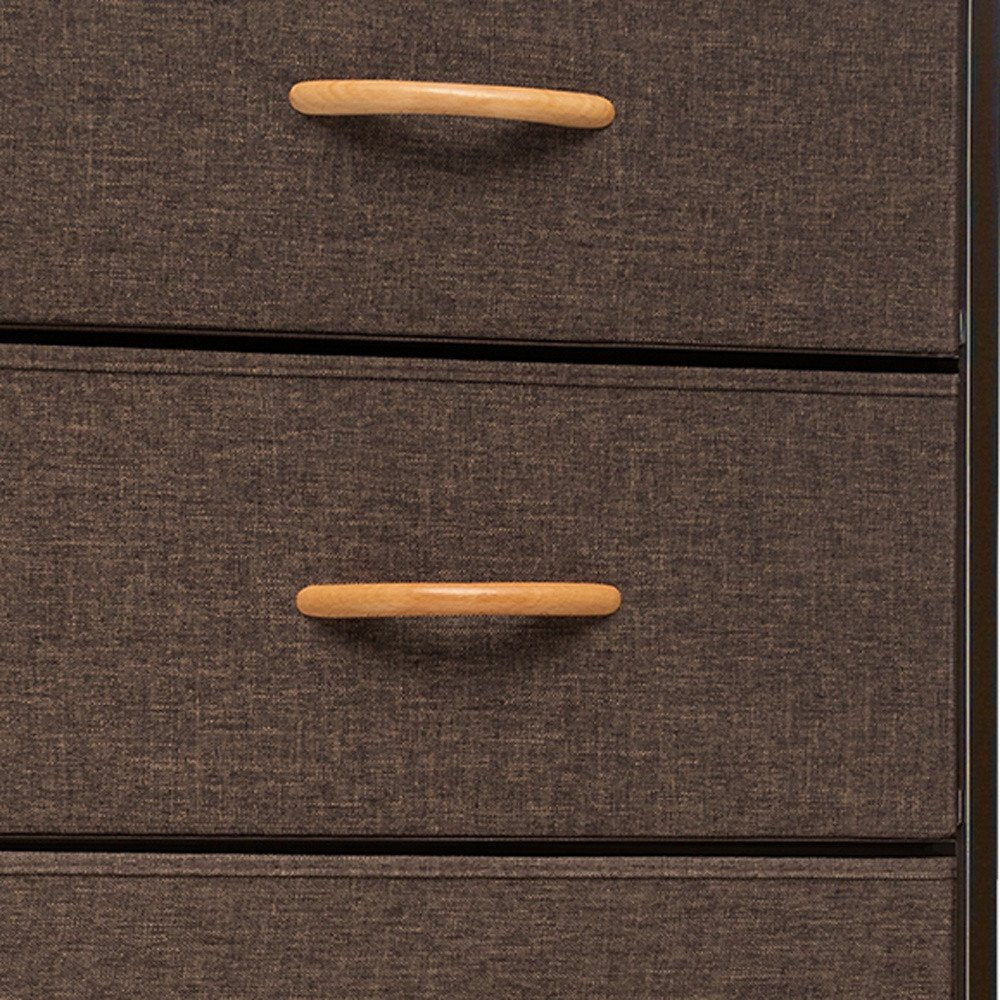 18" Brown Steel and Fabric Six Drawer Chest HomeRoots