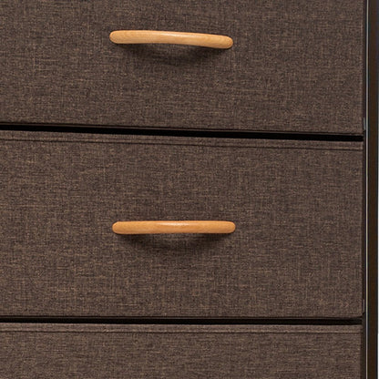 18" Brown Steel and Fabric Six Drawer Chest HomeRoots